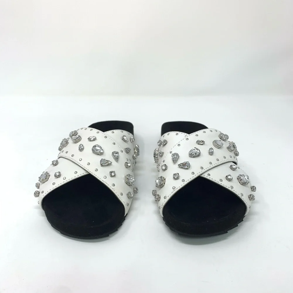 Rebecca Minkoff White Theo Jewels Leather Sandal